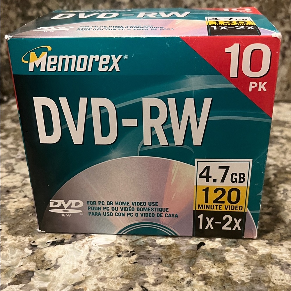 Memorex DVD-RW 10 Pack - Rewritable Discs - Brand New Sealed Box